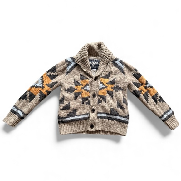 OshKosh B'gosh Other - OshKosh B'gosh Grandpa Aztec Knit Cardigan Sweater - Tan and Orange 3T